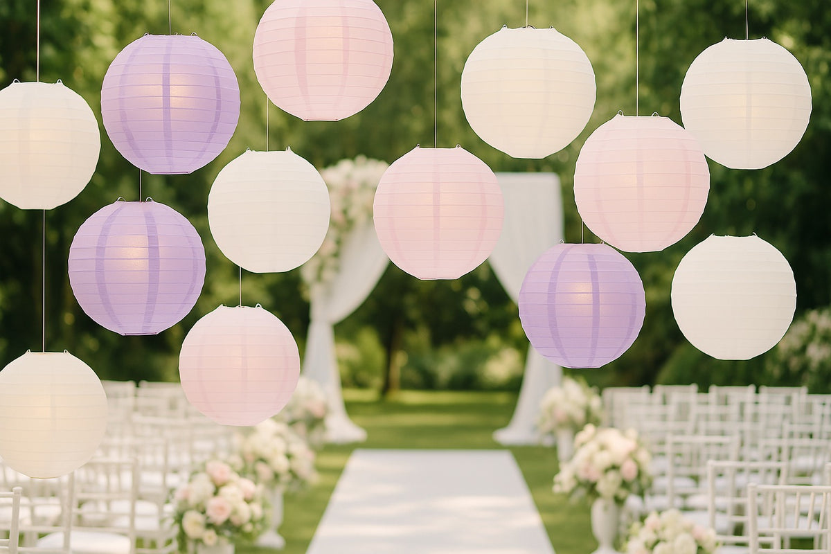 Dream Wedding Even Ribbing Paper Lantern Combo Variety Set (12 PACK)