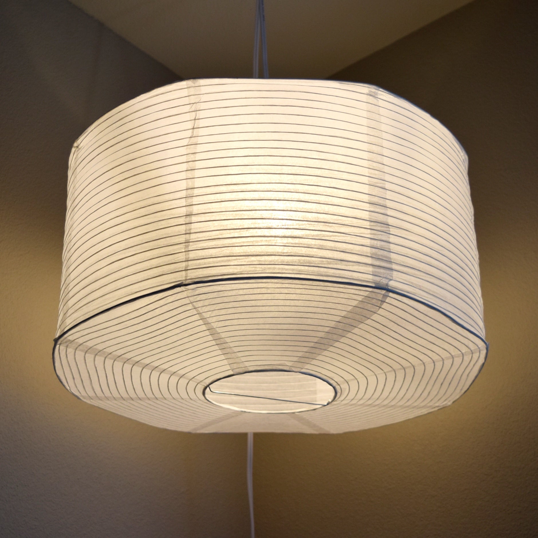 Large Drum Shaped Premium Fine Line Paper Lantern Lampshade, White (18 ...