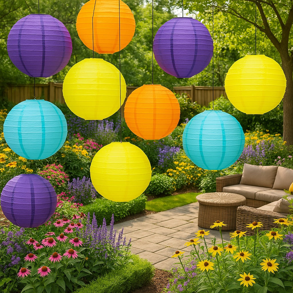 Electric Vibes Even Ribbing Paper Lantern Combo Variety Set (12 PACK)