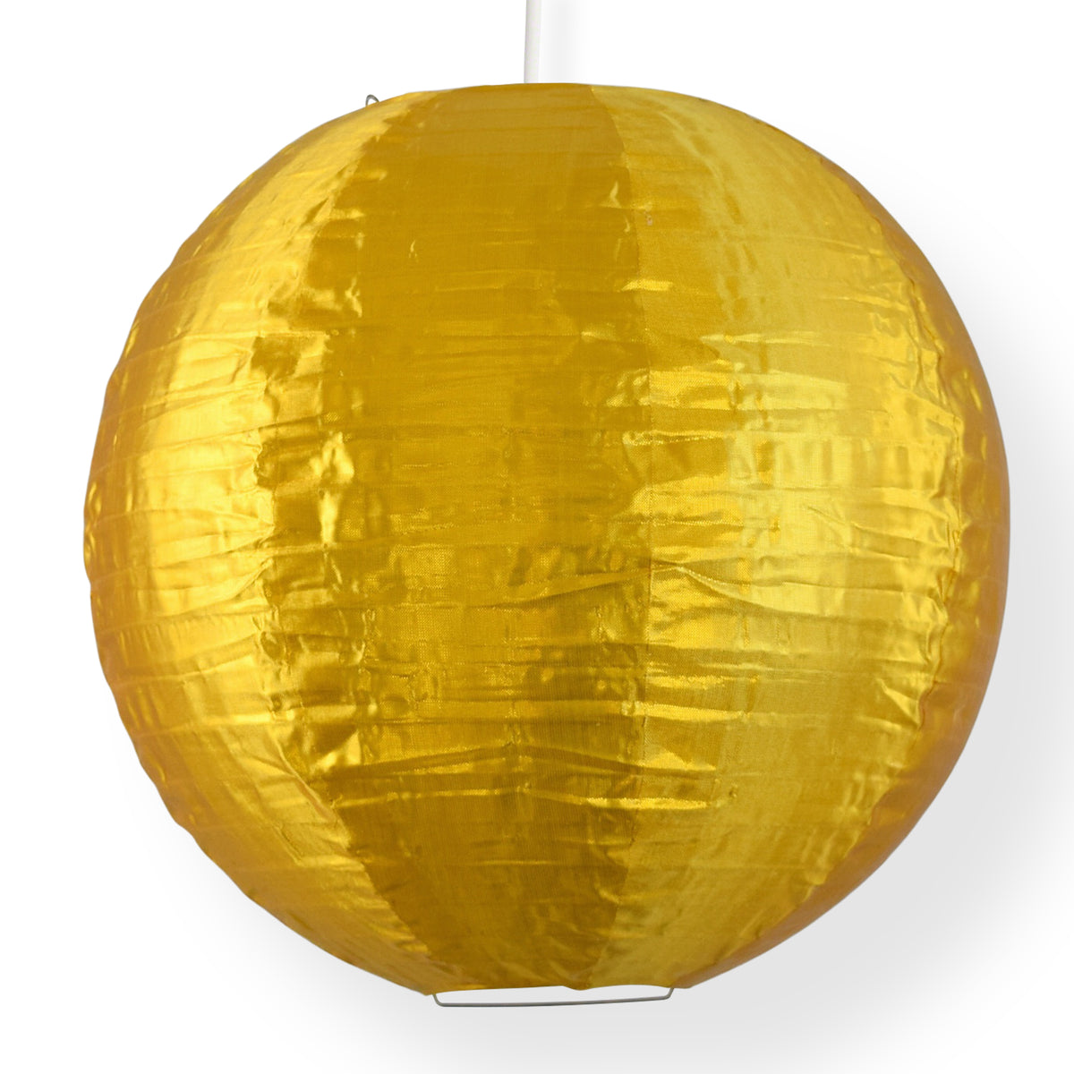 24 Inch Gold Shimmering Nylon Lantern, Even Ribbing, Durable, Hanging