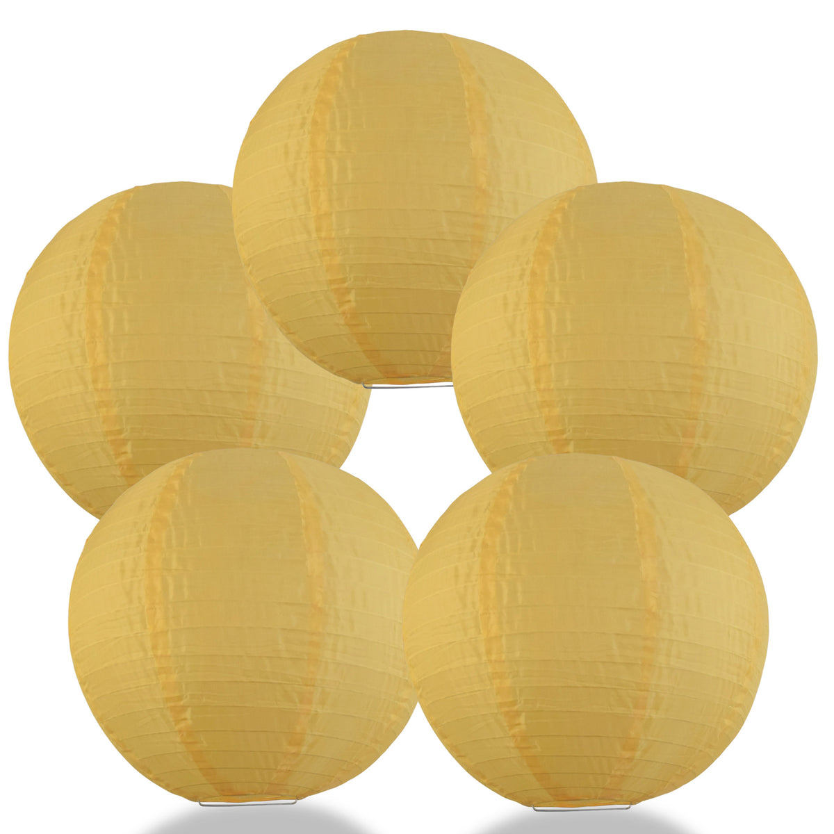 5-PACK 10&quot; Golden Yellow Shimmering Nylon Lantern, Even Ribbing, Durable, Hanging