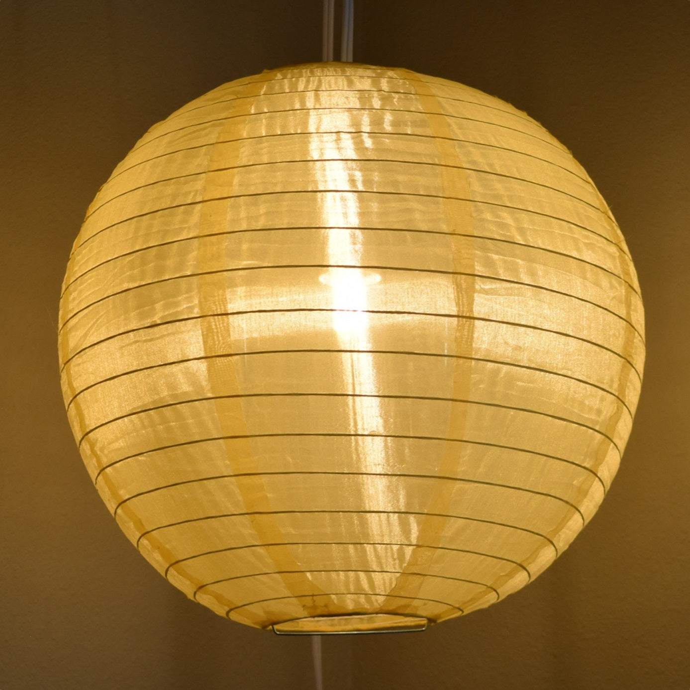 36" Gold Yellow Jumbo Shimmering Nylon Lantern, Even Ribbing, Durable, Dry Outdoor Hanging Decoration