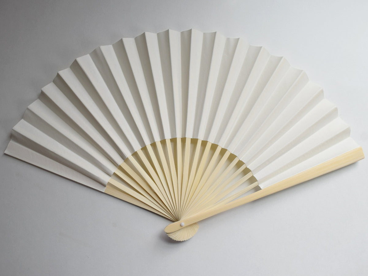 9&quot; Beige / Ivory Paper Hand Fans for Weddings, Premium Paper Stock (10 Pack)