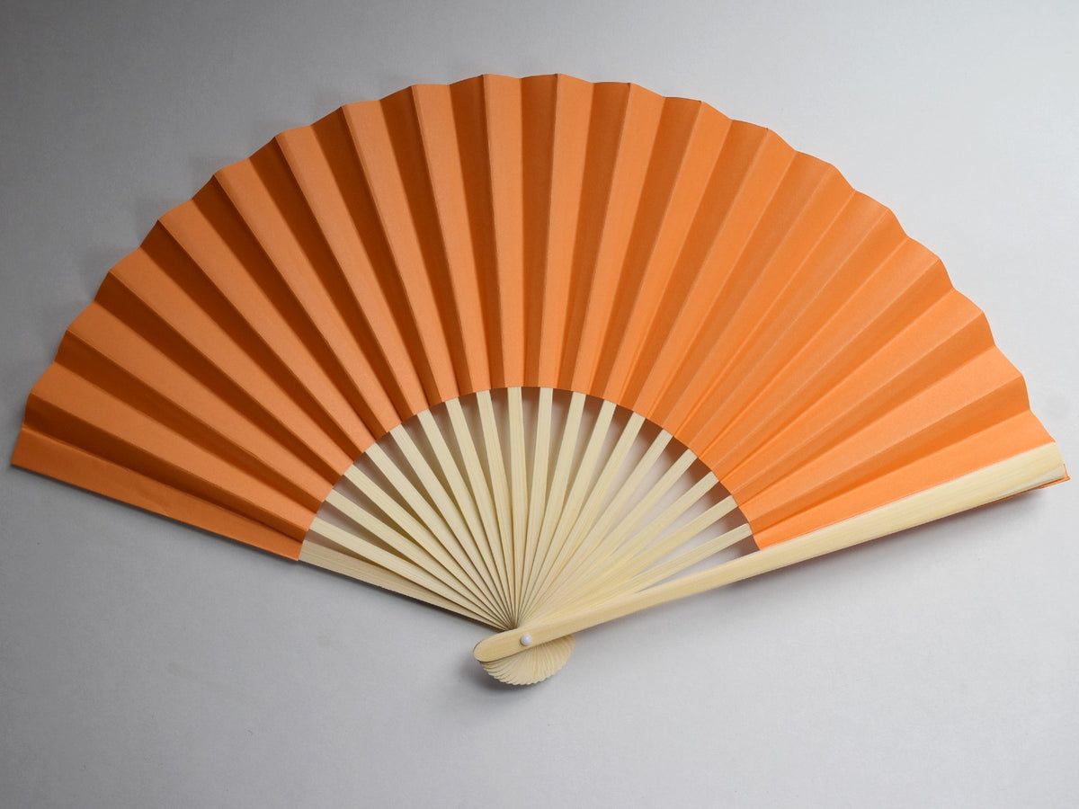 9&quot; Orange Paper Hand Fans for Weddings, Premium Paper Stock (10 Pack)