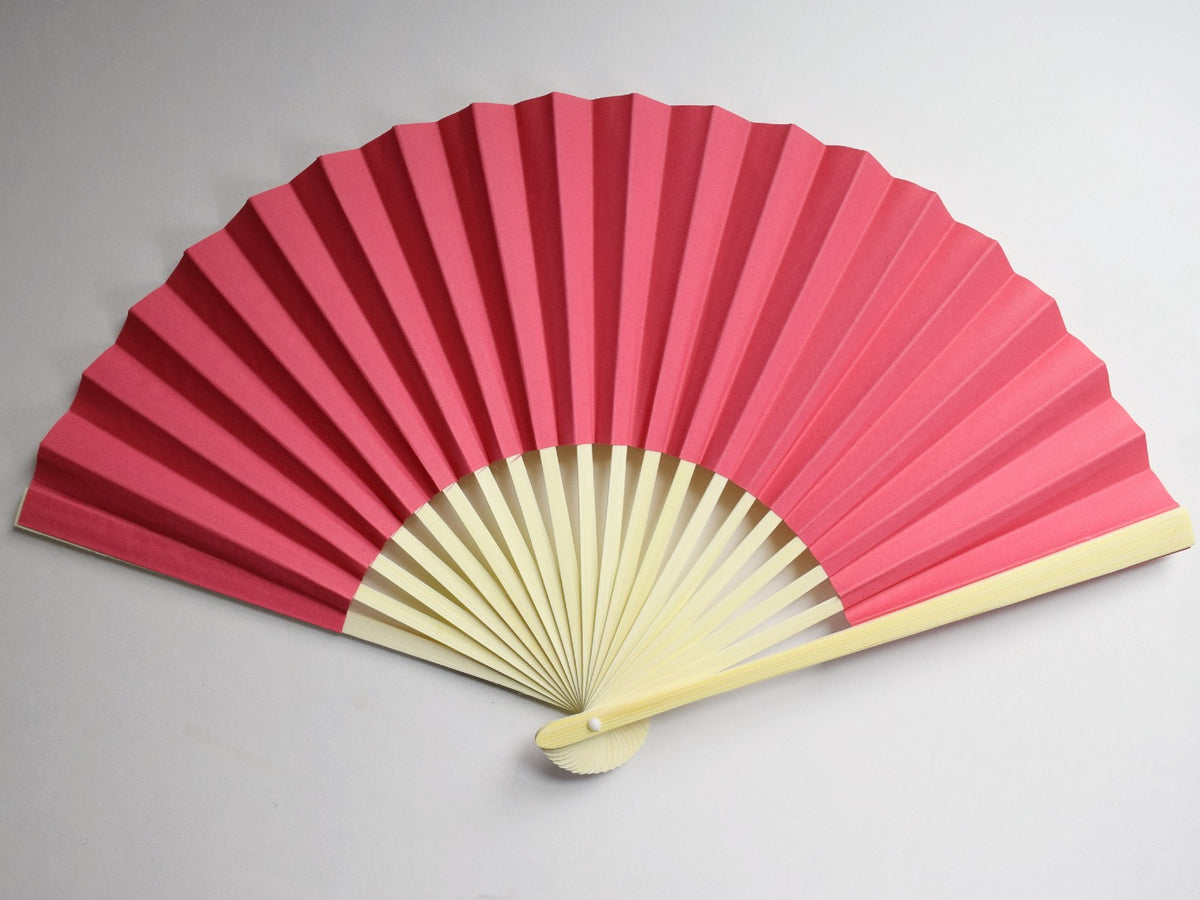 9&quot; Fuchsia / Hot Pink Paper Hand Fans for Weddings, Premium Paper Stock (10 Pack)