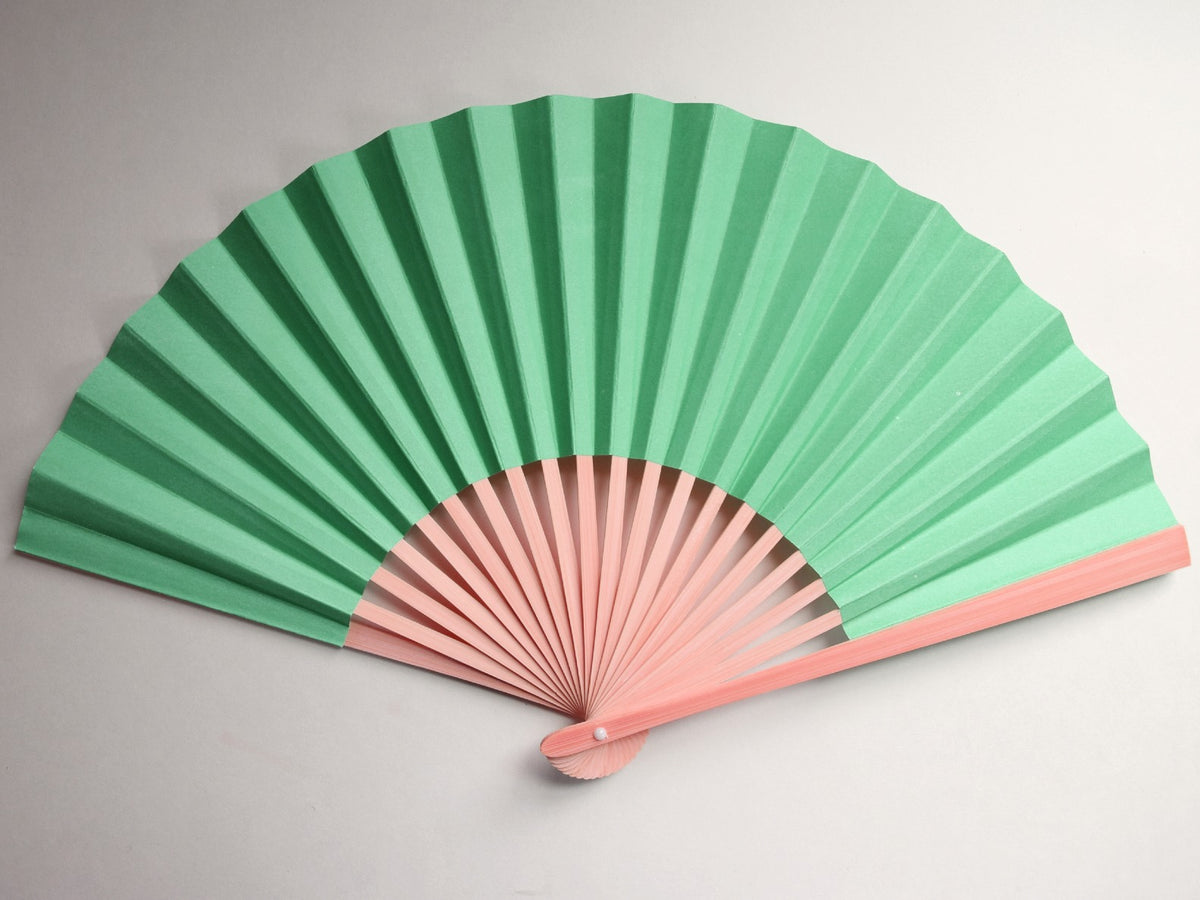 9&quot; Teal Green Paper Hand Fans for Weddings, Premium Paper Stock (10 Pack)