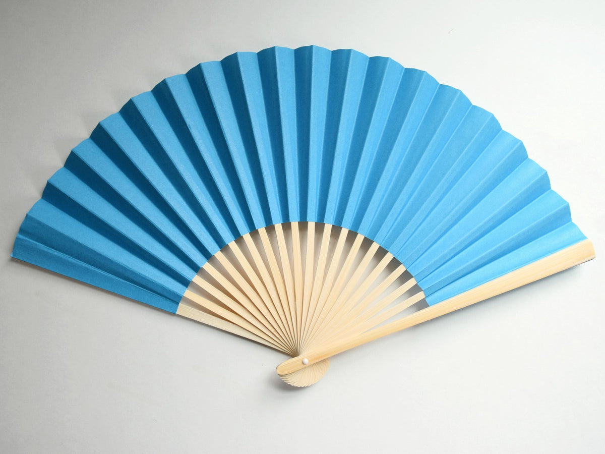 9&quot; Turquoise Paper Hand Fans for Weddings, Premium Paper Stock (10 Pack)