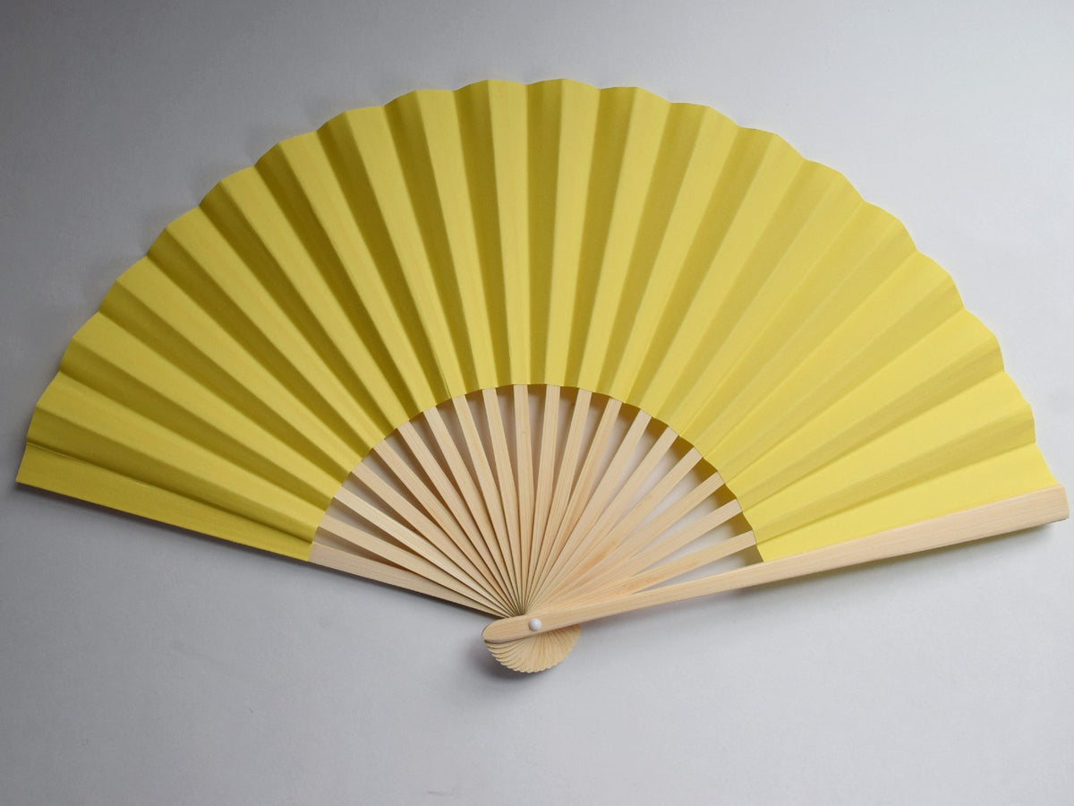 9&quot; Yellow Paper Hand Fans for Weddings, Premium Paper Stock (10 Pack)