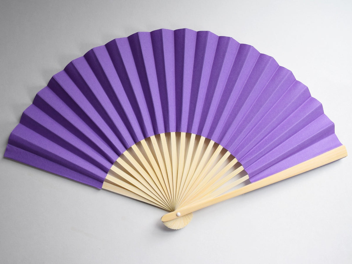 9&quot; Dark Purple Paper Hand Fans for Weddings, Premium Paper Stock (10 Pack)