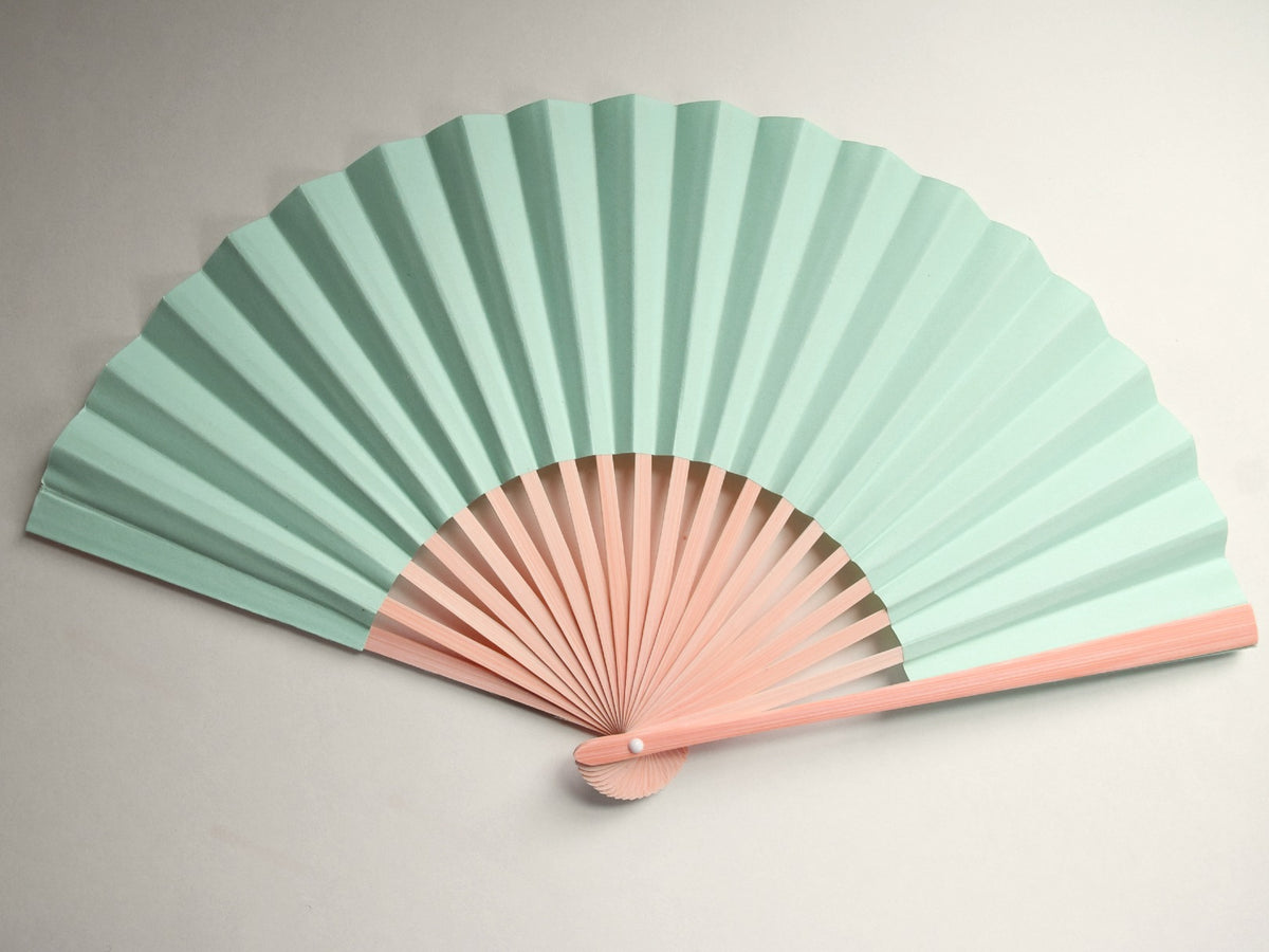 9&quot; Arctic Spa Blue Paper Hand Fans for Weddings, Premium Paper Stock (10 Pack)