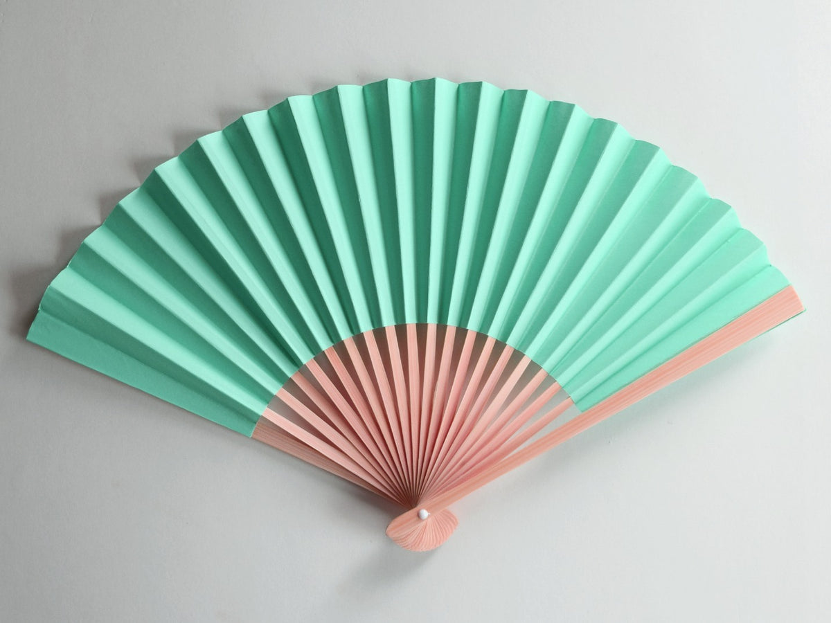 9&quot; Water Blue Paper Hand Fans for Weddings, Premium Paper Stock (10 Pack)