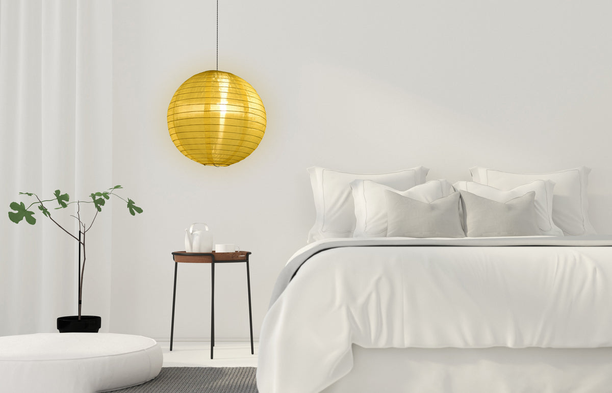 18&quot; Yellow Shimmering Nylon Lantern, Even Ribbing, Durable, Hanging - PaperLanternStore.com - Paper Lanterns, Decor, Party Lights &amp; More