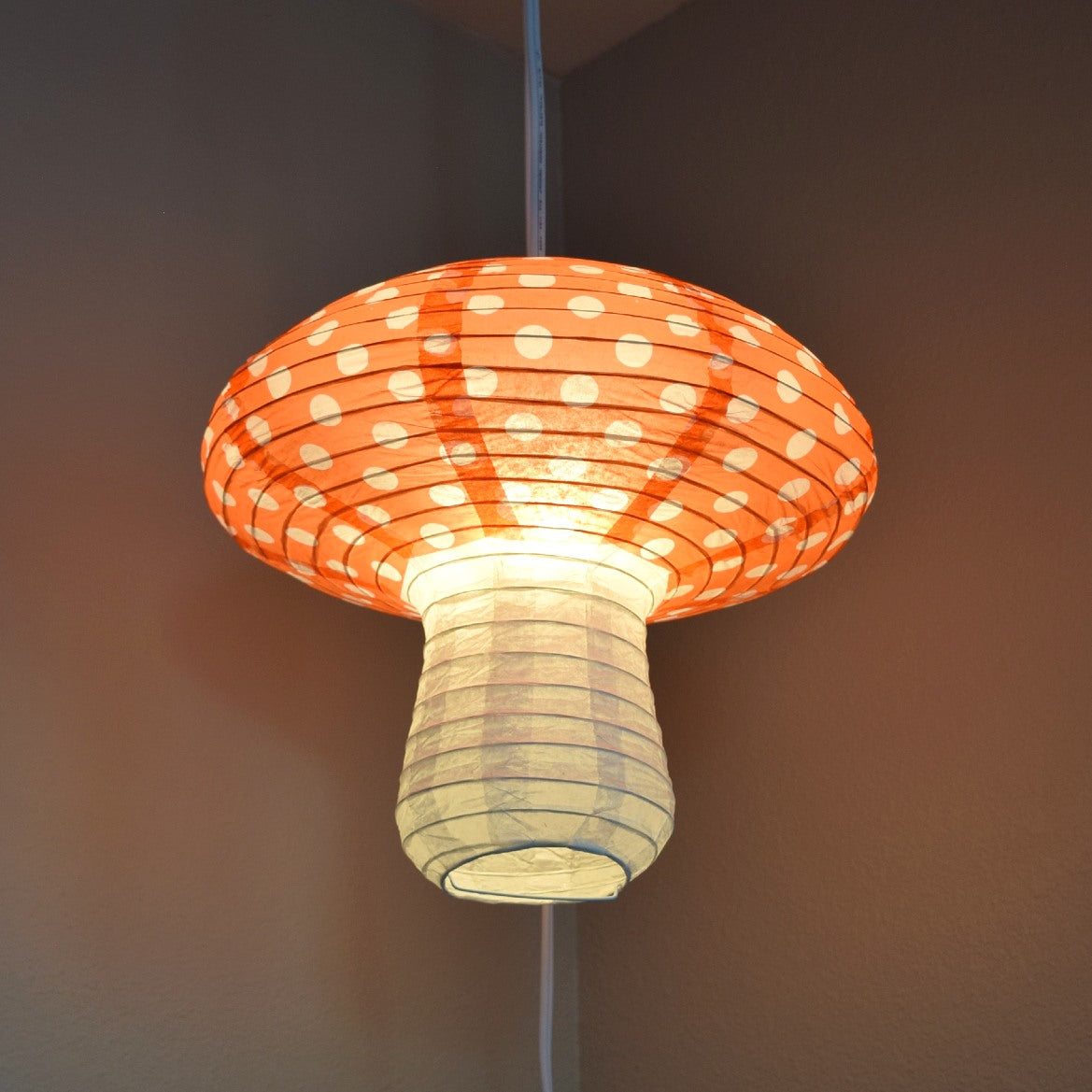 Mushroom Shaped Paper Lantern, (12&quot;W x 11&quot;H)
