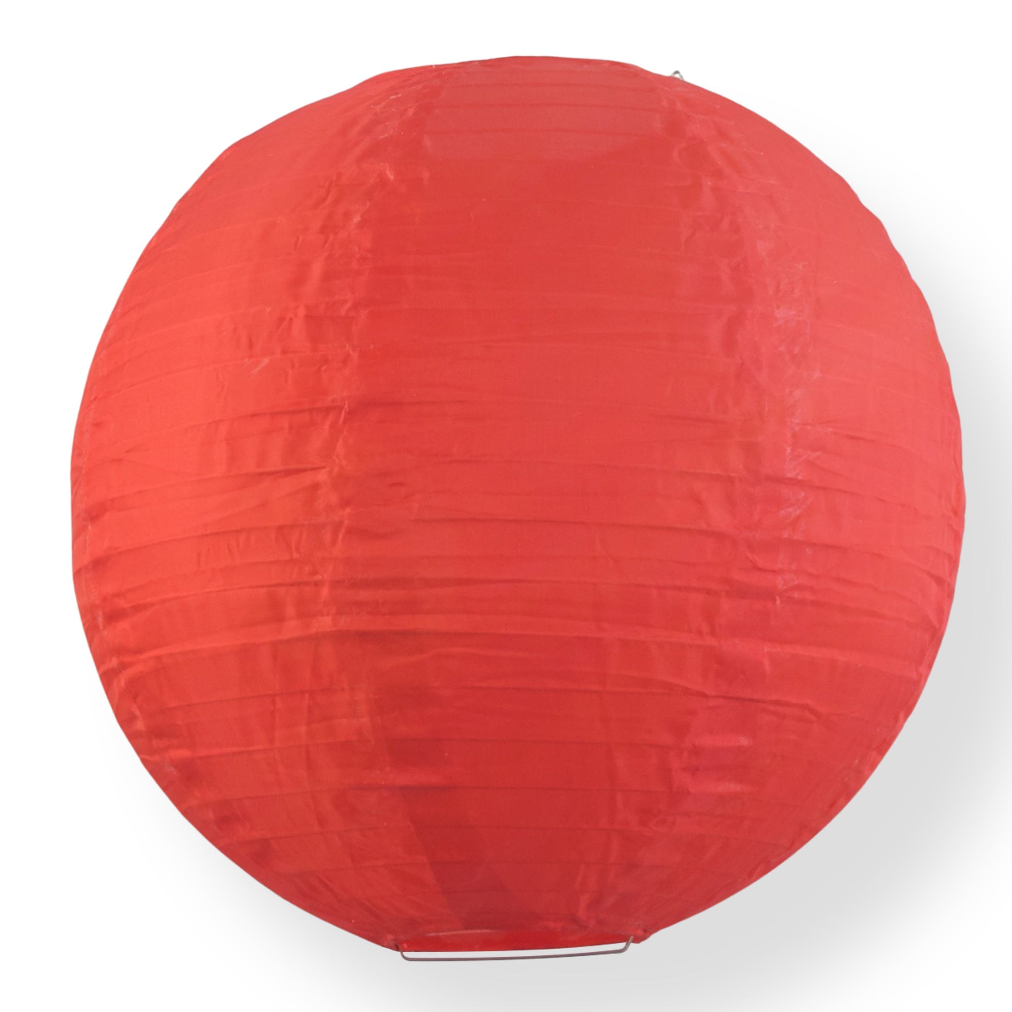14" Red Shimmering Nylon Lantern, Even Ribbing, Durable, Hanging - PaperLanternStore.com - Paper Lanterns, Decor, Party Lights & More