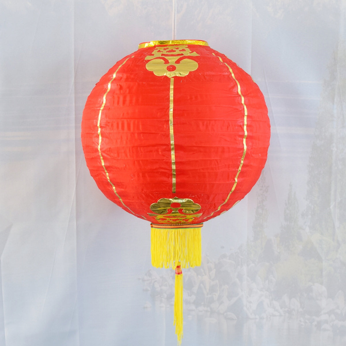 14 Inch Red Traditional Nylon Chinese New Year Lantern w/Tassel