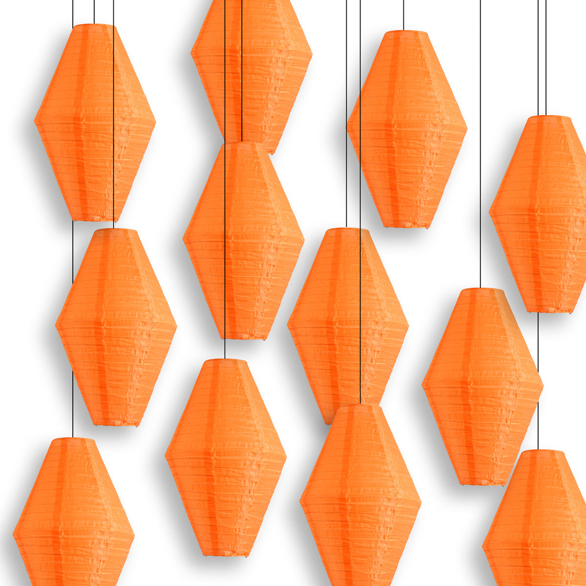 Orange Diamond Unique Shaped Shimmering Nylon Lantern, 12-inch x 19-inch