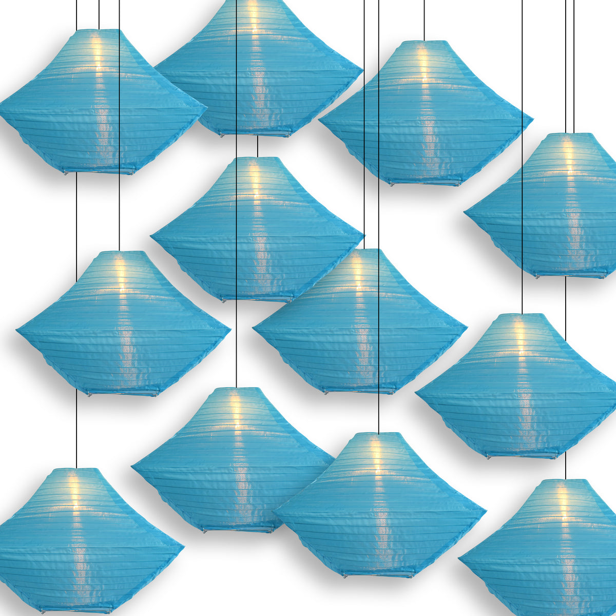 14" Baby Blue Pagoda Unique Shaped Shimmering Nylon Lantern