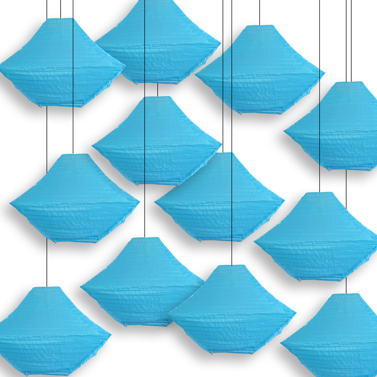 14" Baby Blue Pagoda Unique Shaped Shimmering Nylon Lantern