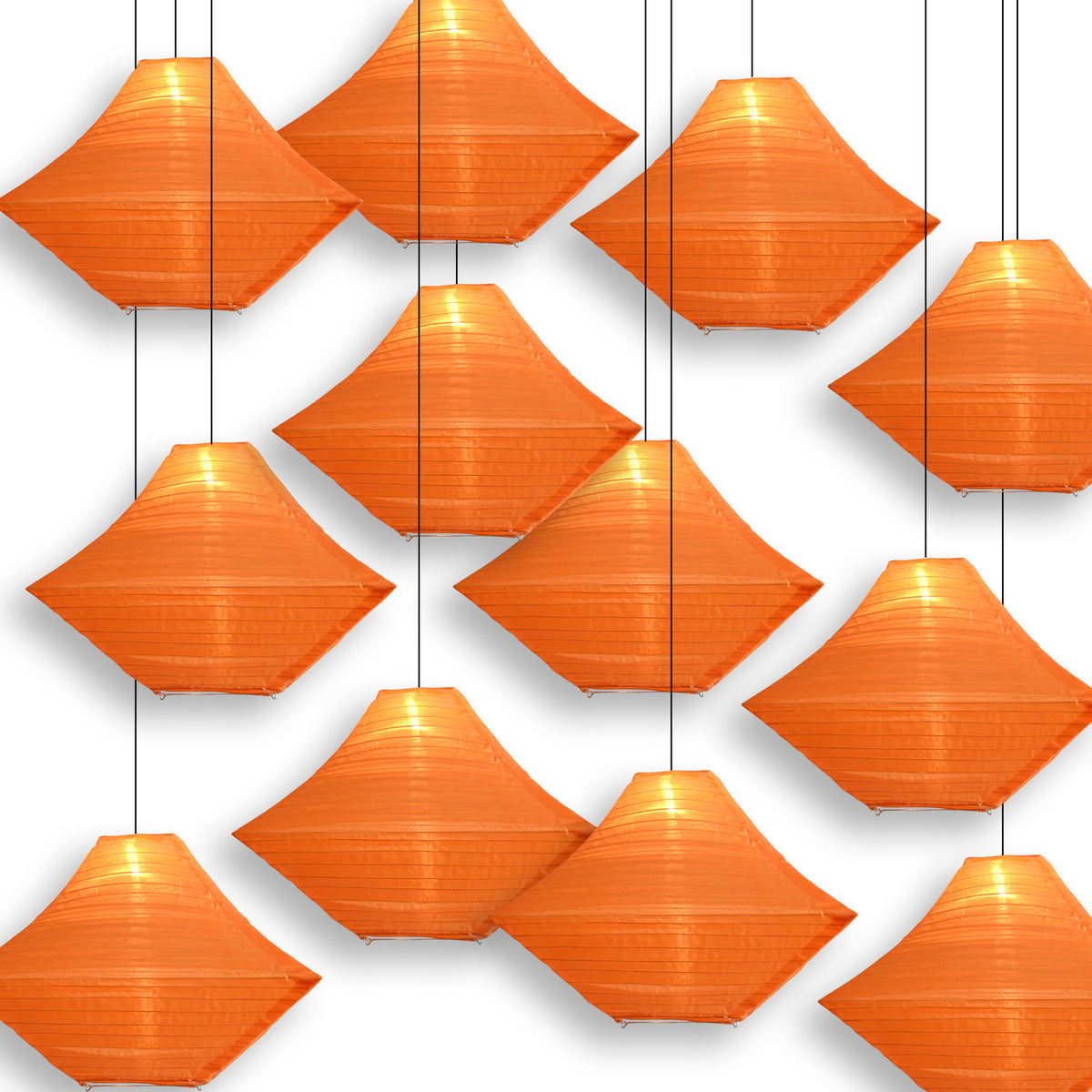 14" Orange Pagoda Unique Shaped Shimmering Nylon Lantern