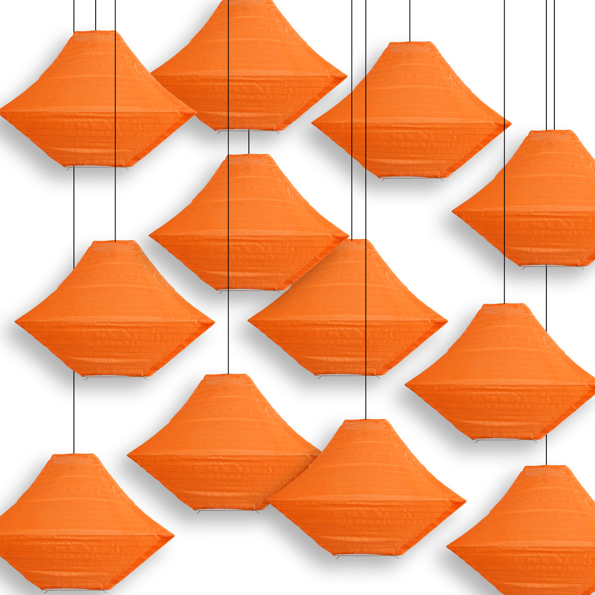 14" Orange Pagoda Unique Shaped Shimmering Nylon Lantern