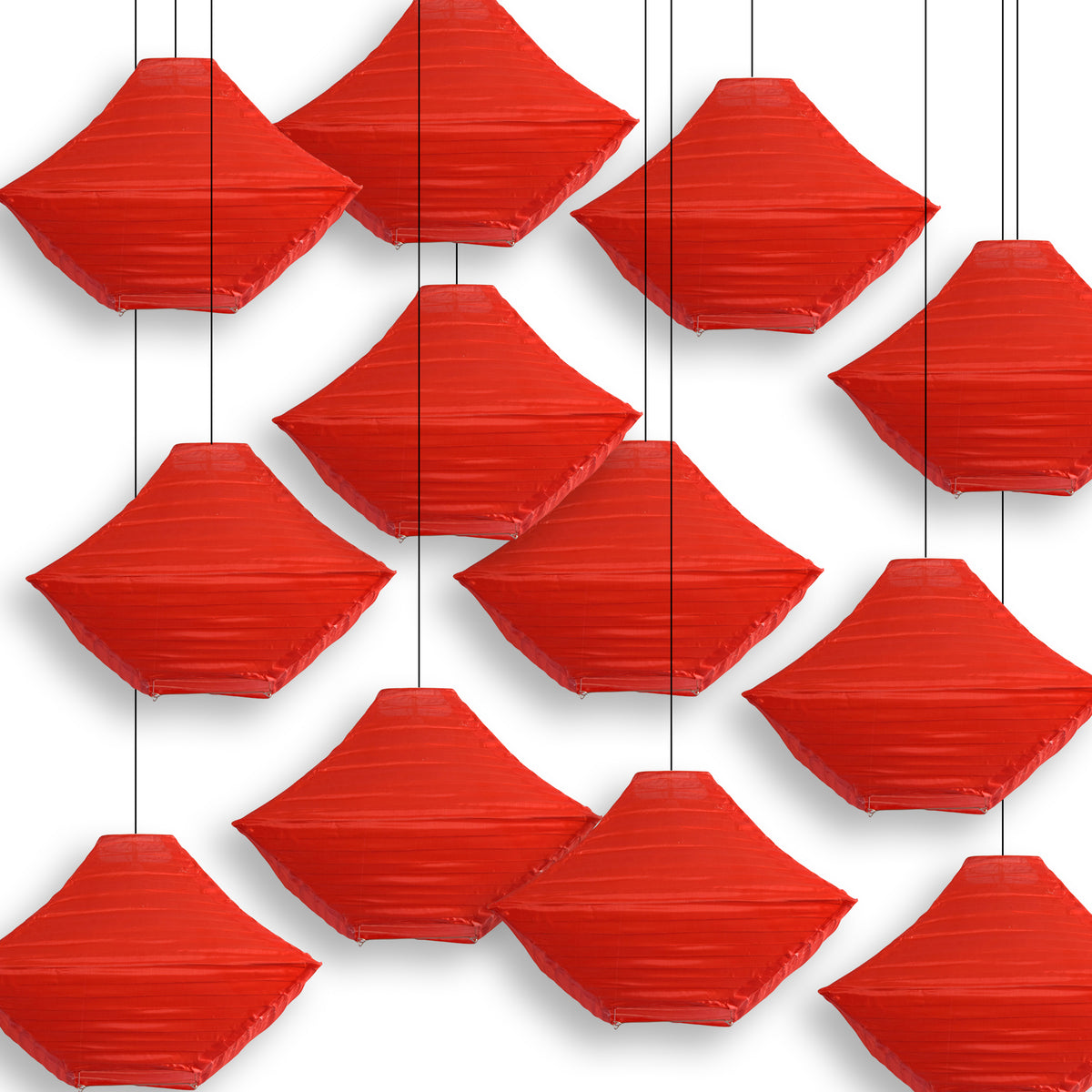 14" Red Pagoda Unique Shaped Shimmering Nylon Lantern