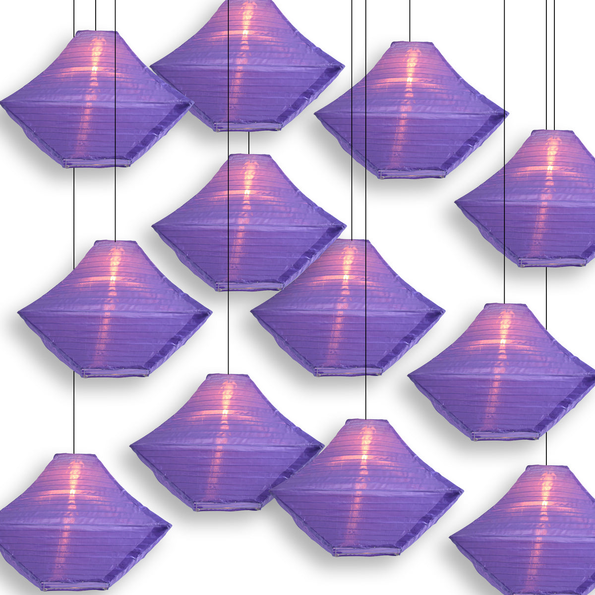 14" Purple Pagoda Unique Shaped Shimmering Nylon Lantern