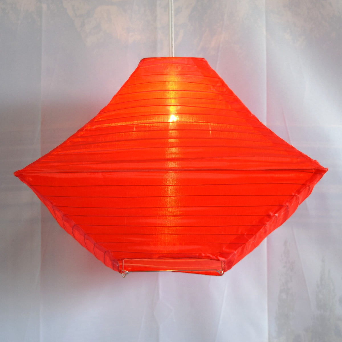 14" Red Pagoda Unique Shaped Shimmering Nylon Lantern