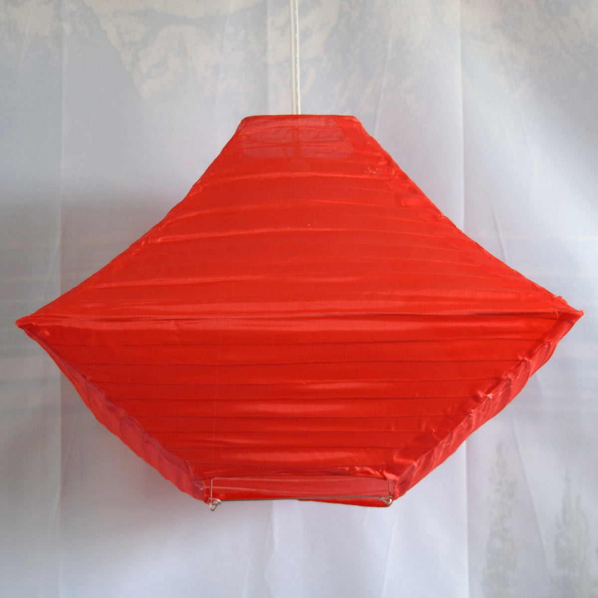 14" Red Pagoda Unique Shaped Shimmering Nylon Lantern