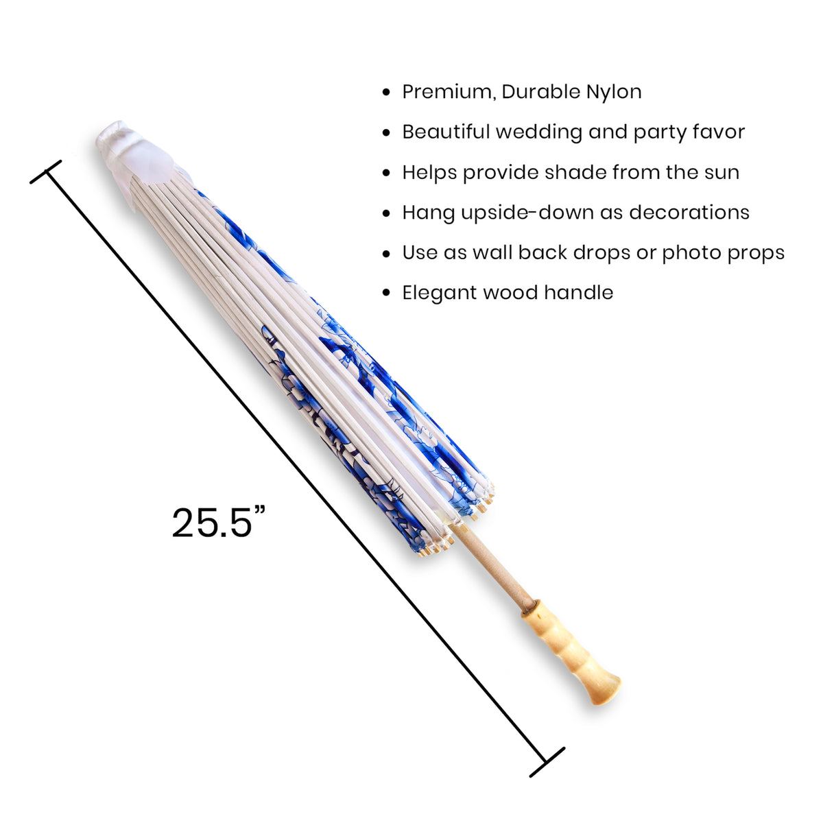 32&quot; Blue Birds Floral Bloom Nylon Parasol Umbrella with Elegant Handle