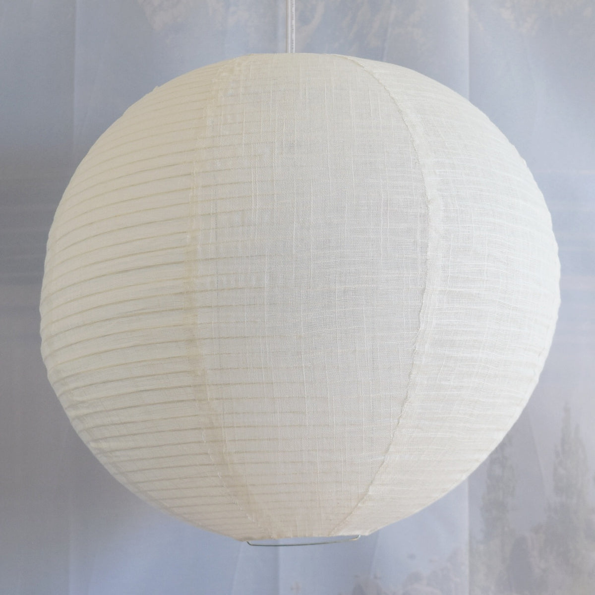 Extra Large Round Linen Fabric Lantern Lampshade, Handcrafted, Durable, White Beige (24"W x 24"H)