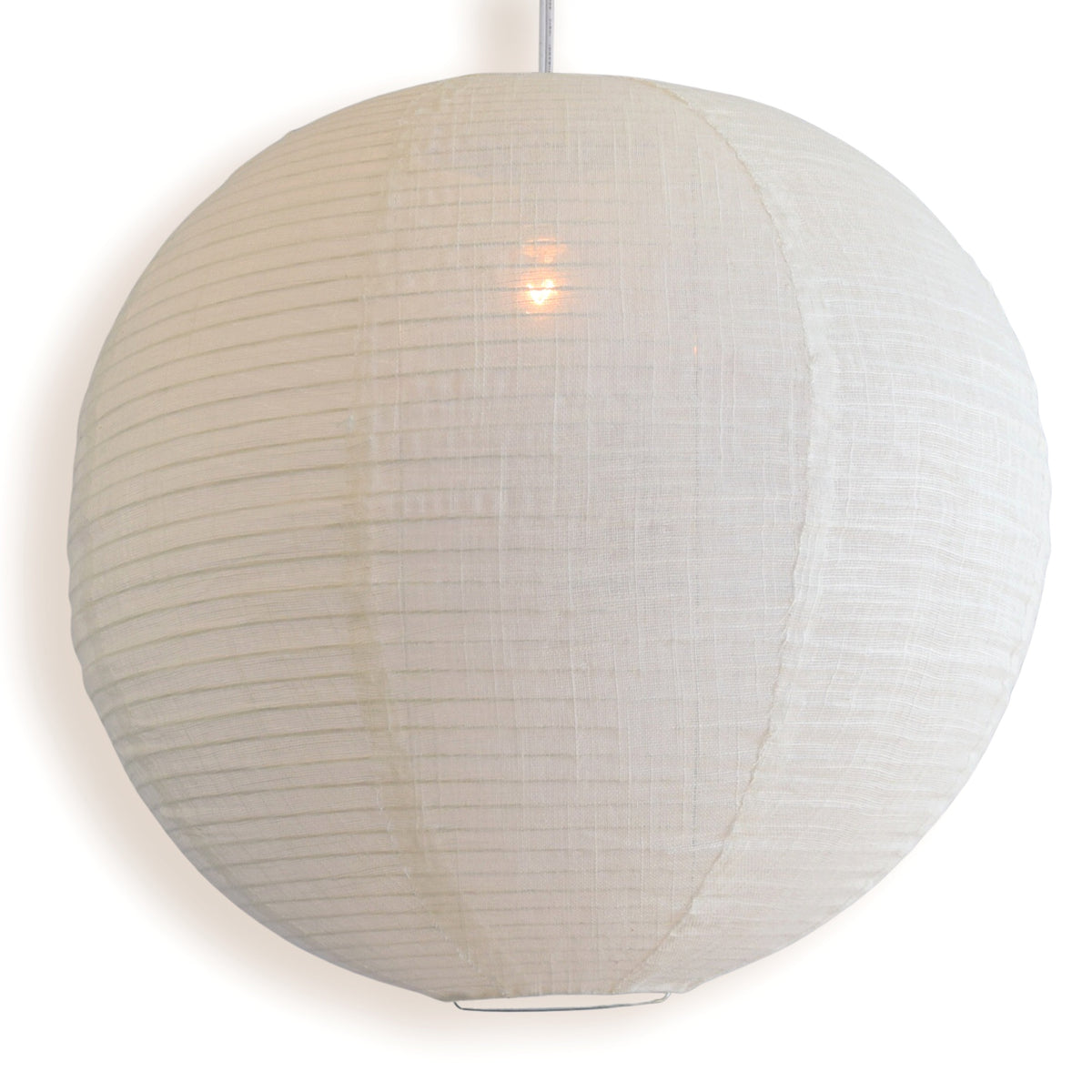 Extra Large Round Linen Fabric Lantern Lampshade, Handcrafted, Durable, White Beige (24"W x 24"H)