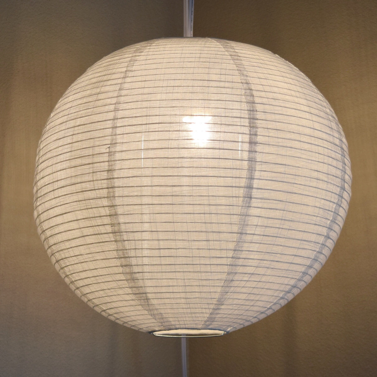 Extra Large Round Linen Fabric Lantern Lampshade, Handcrafted, Durable, White Beige (24"W x 24"H)