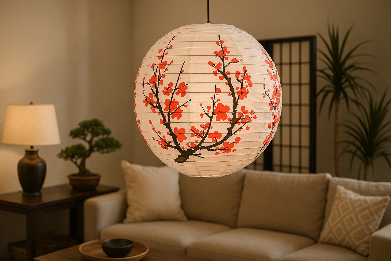 16" Japanese Plum Tree II Paper Lantern - PaperLanternStore.com - Paper Lanterns, Decor, Party Lights & More