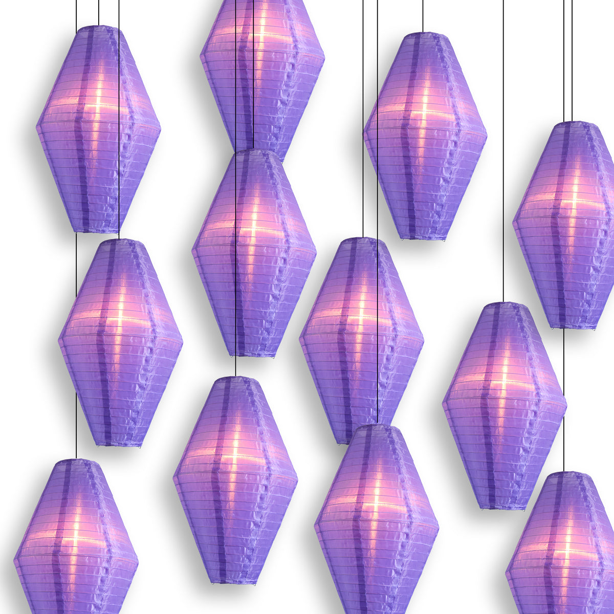 Purple Diamond Unique Shaped Shimmering Nylon Lantern, 12-inch x 19-inch