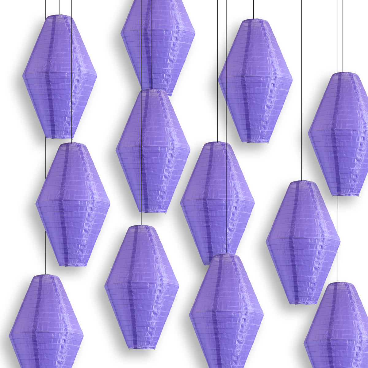 Purple Diamond Unique Shaped Shimmering Nylon Lantern, 12-inch x 19-inch