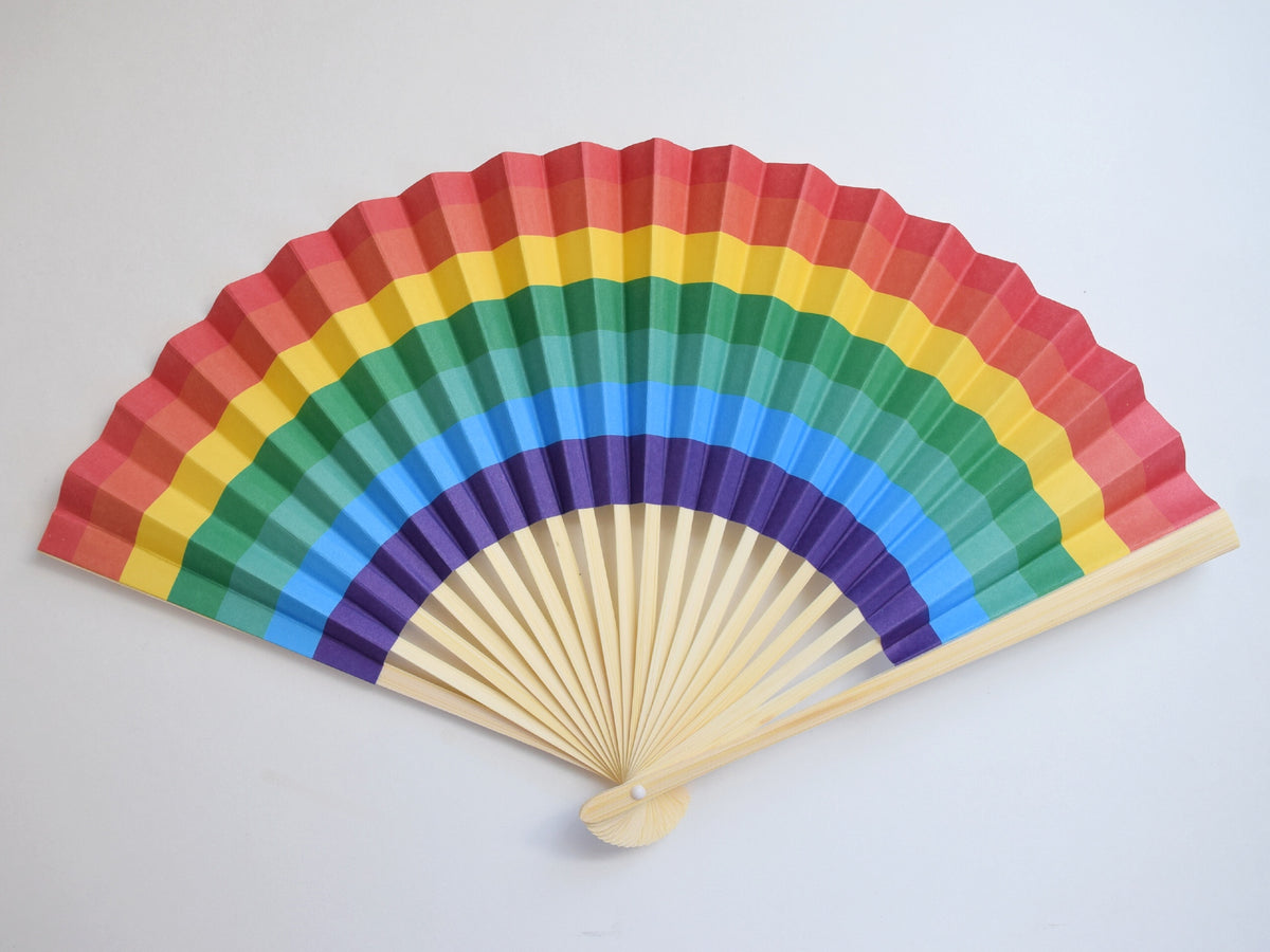 9&quot; Rainbow Multi-Color Paper Hand Fans for Weddings, Parties, Premium Paper Stock (10 PACK)
