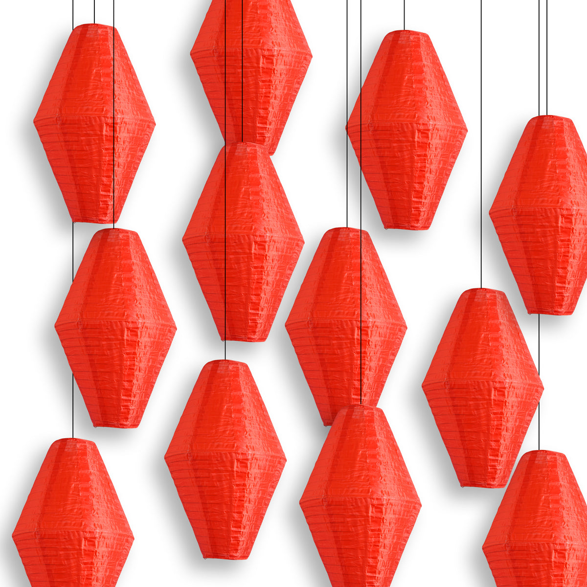 Red Diamond Unique Shaped Shimmering Nylon Lantern, 12-inch x 19-inch