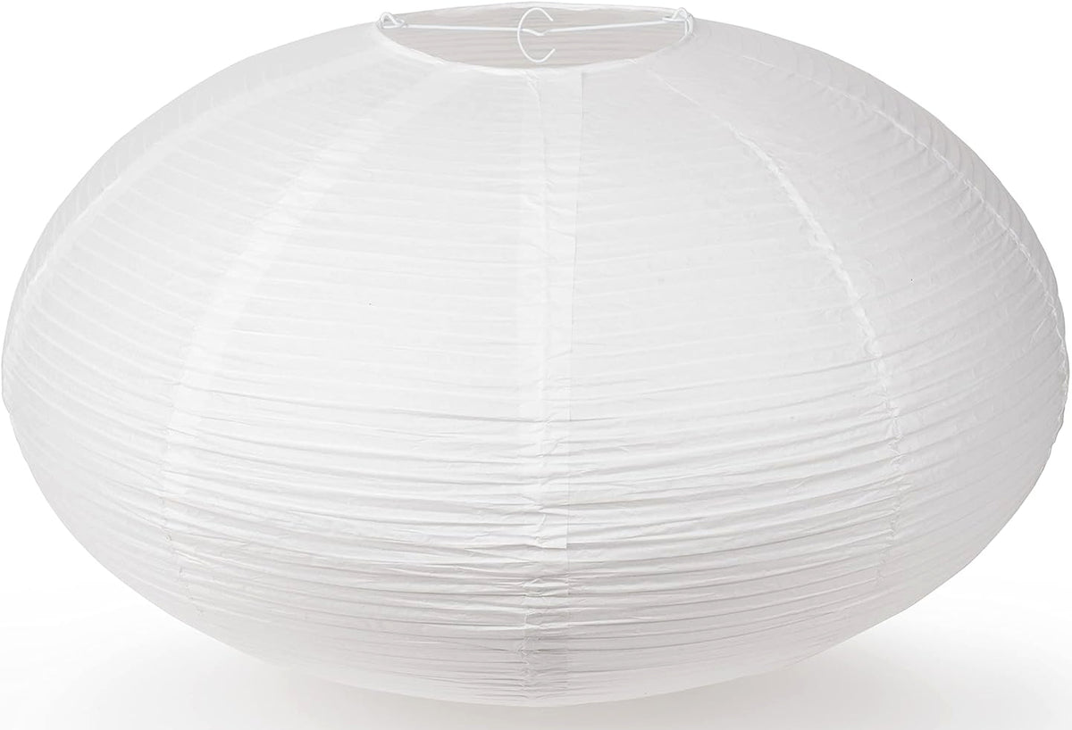 Oval Shaped Premium Fine Line Paper Lantern, White (16&quot;W x 9.5&quot;H)