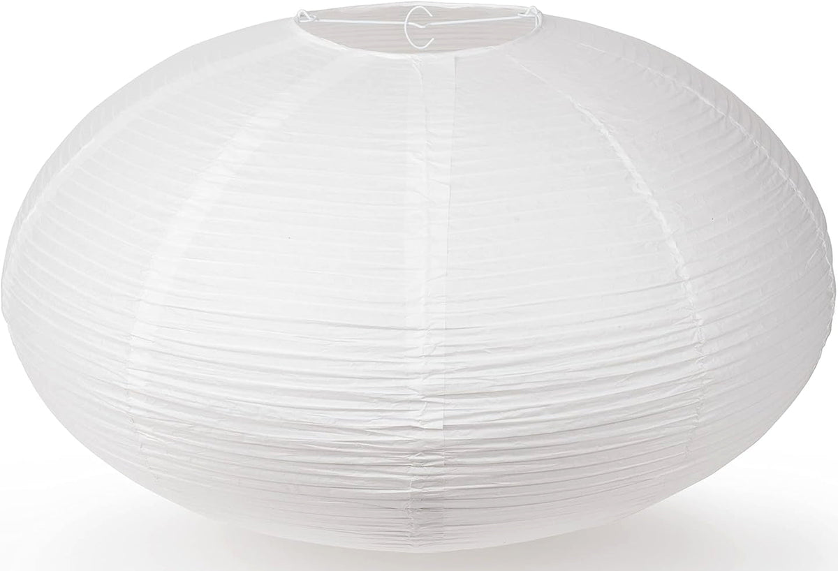 Large Oval Shaped Premium Fine Line Paper Lantern, White (22&quot;W x 13&quot;)