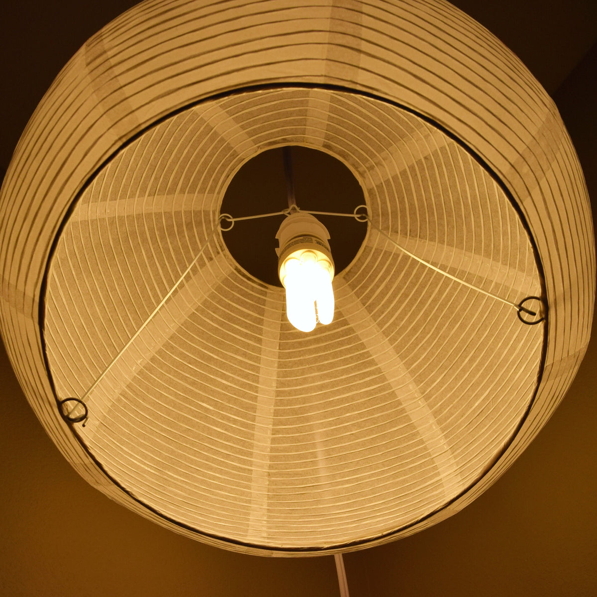 Spherical Dome Shaped Premium Fine Line Paper Lantern Lampshade, White (16&quot;W x 12&quot;H)