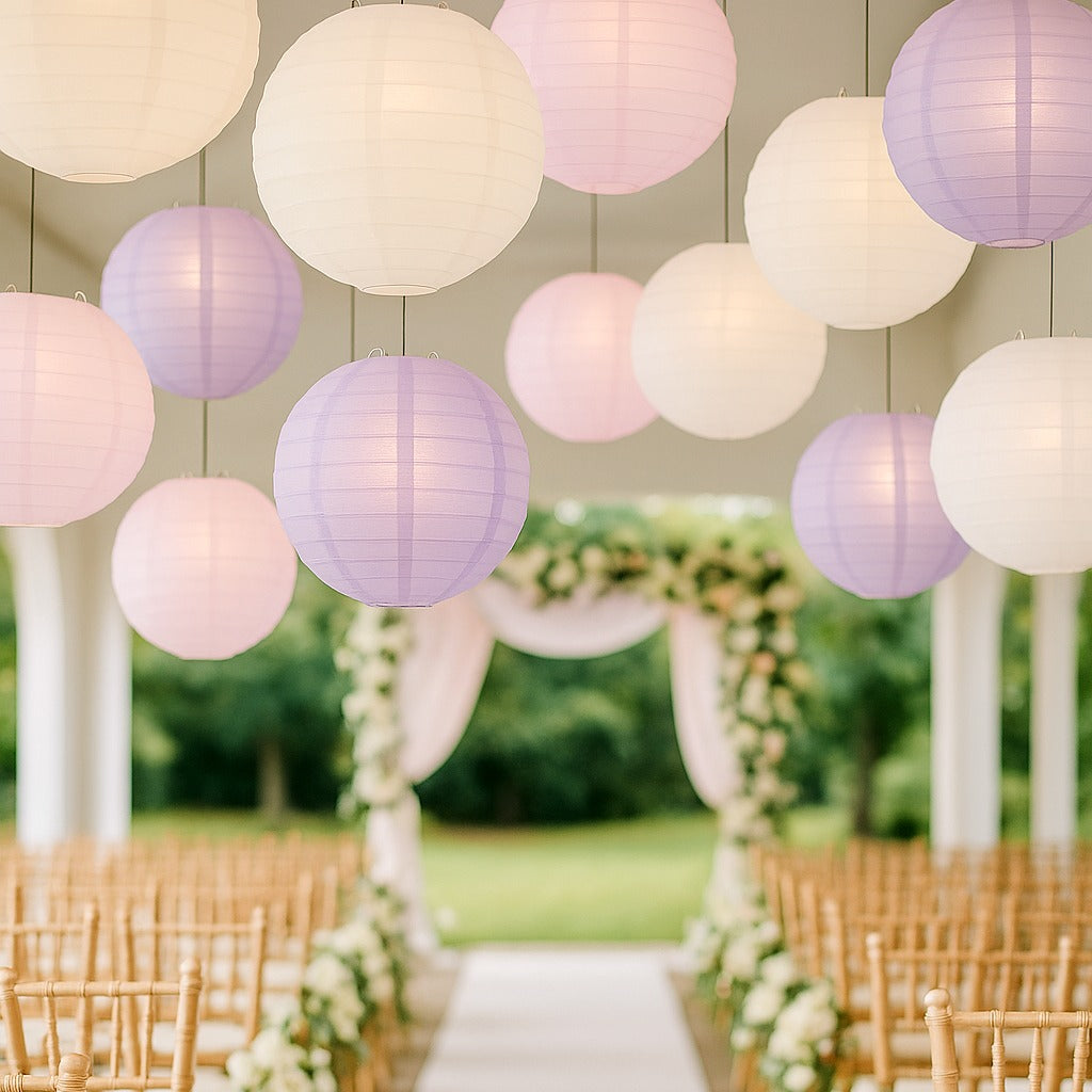 Dream Wedding Even Ribbing Paper Lantern Combo Variety Set (12 PACK)