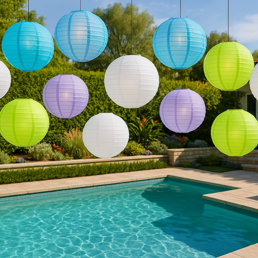 Ocean Breeze Even Ribbing Paper Lantern Combo Variety Set (12 PACK)