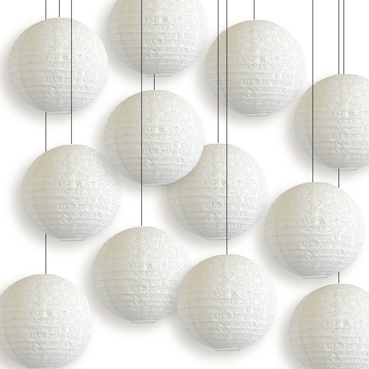 Round Tyvek Paper Lantern, Extra Durable, White (12"W x 12"H)