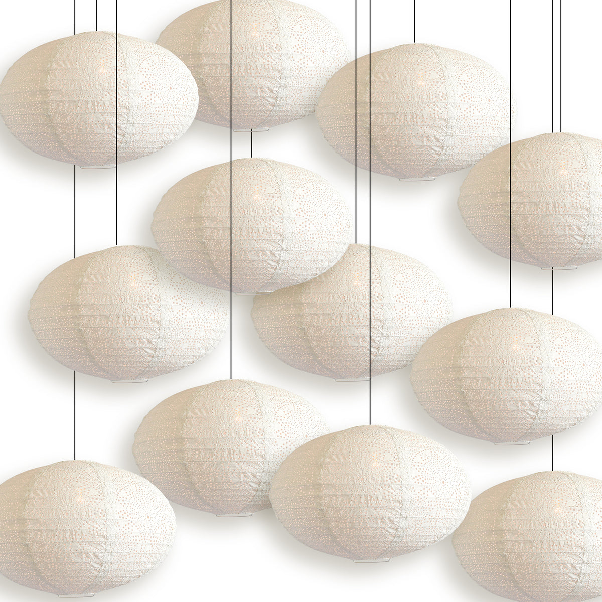 Saturn Oval Tyvek Paper Lantern, Extra Durable, White (16"W x 9"H)