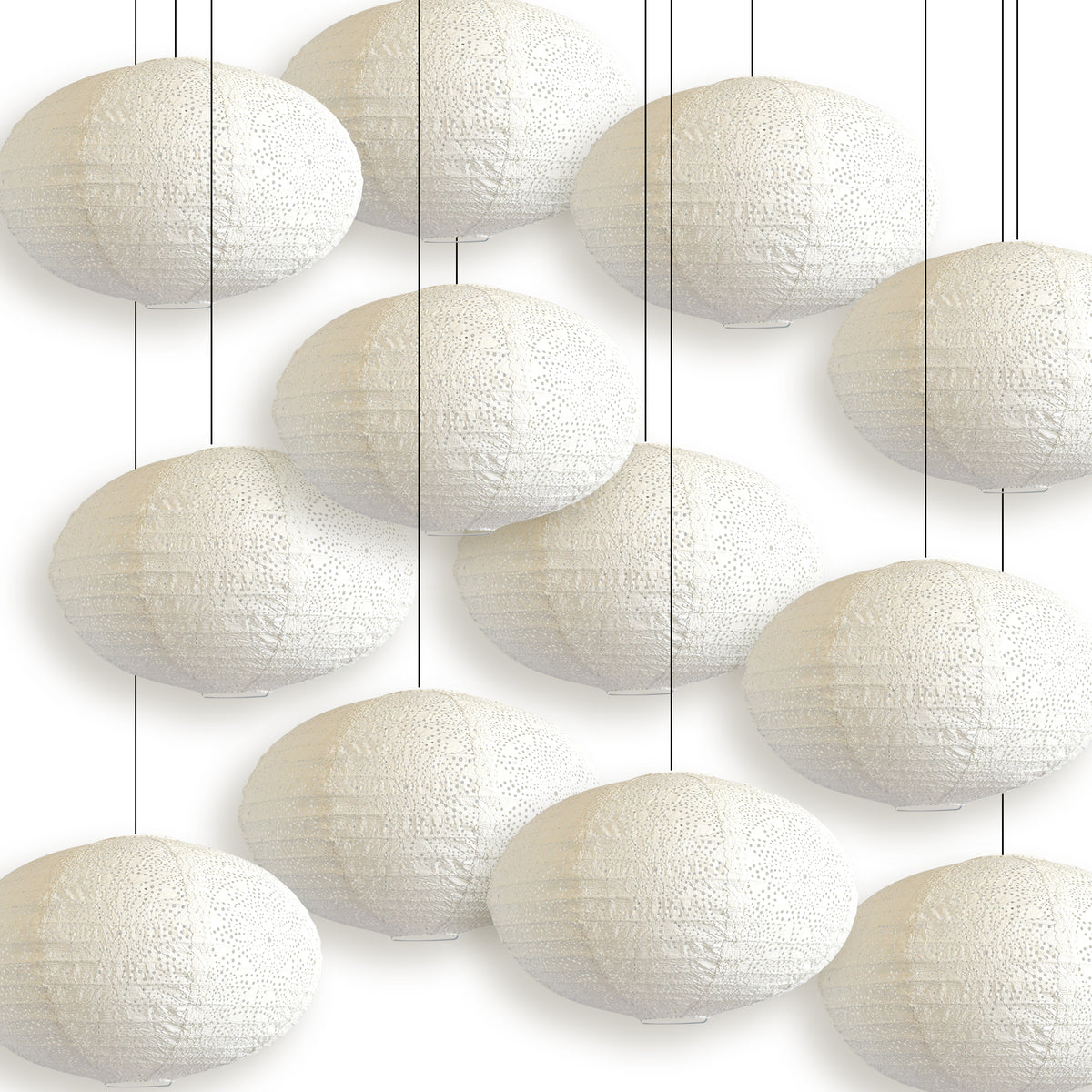 Saturn Oval Tyvek Paper Lantern, Extra Durable, White (16"W x 9"H)