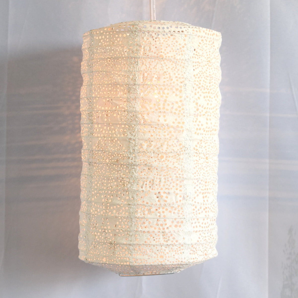 Cylinder Unique Shaped Tyvek Paper Lantern, Extra Durable, White (8"W x 12"H)