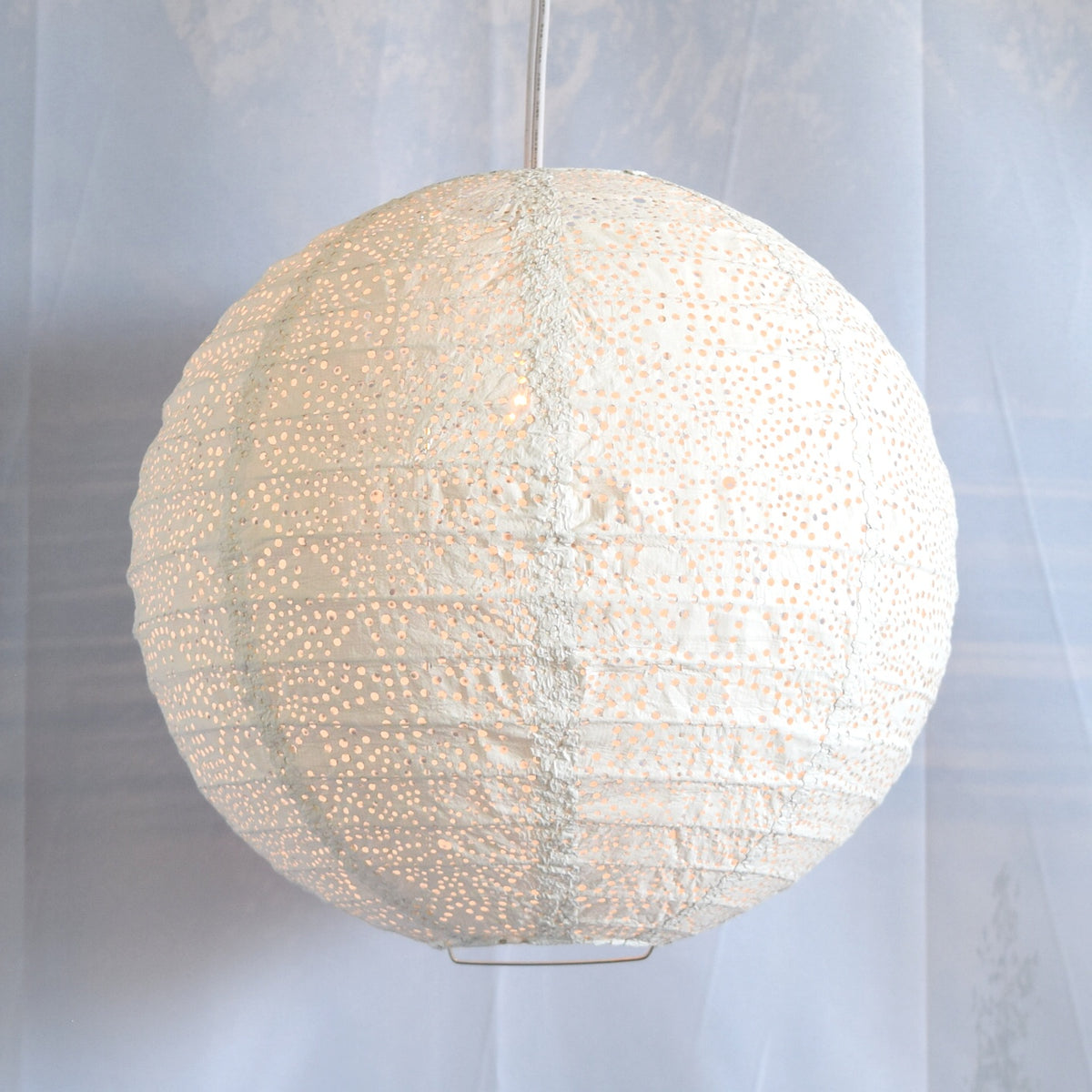Round Tyvek Paper Lantern, Extra Durable, White (12"W x 12"H)