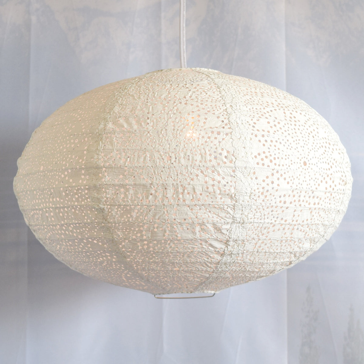 Saturn Oval Tyvek Paper Lantern, Extra Durable, White (16"W x 9"H)