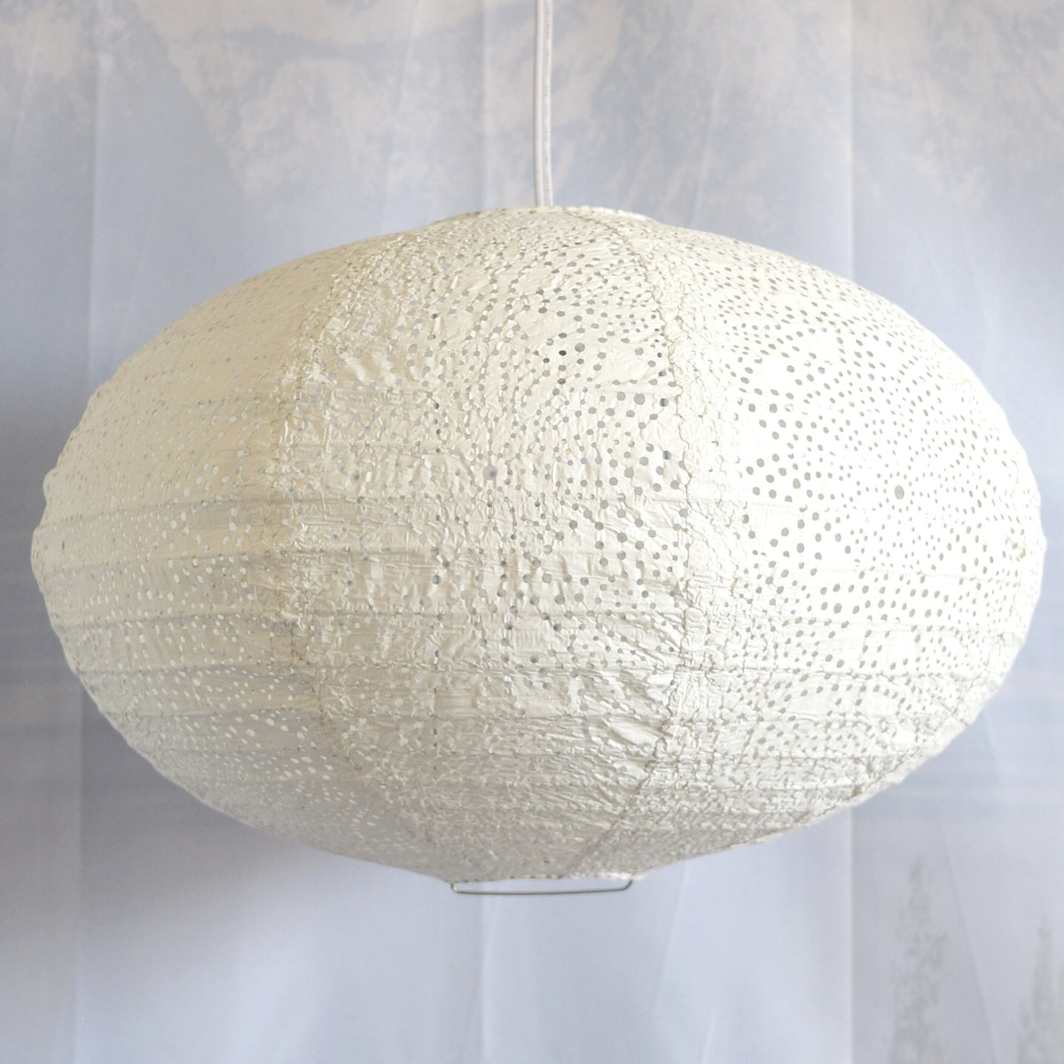 Saturn Oval Tyvek Paper Lantern, Extra Durable, White (16"W x 9"H)