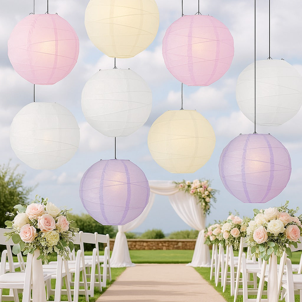 Dream Wedding Crisscross Paper Lantern Combo Variety Set (12 PACK)